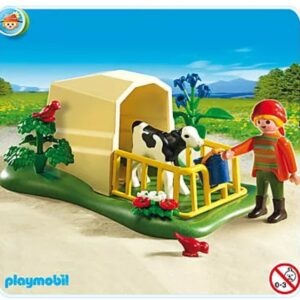 Playmobil Abri avec veau et fermière 5124