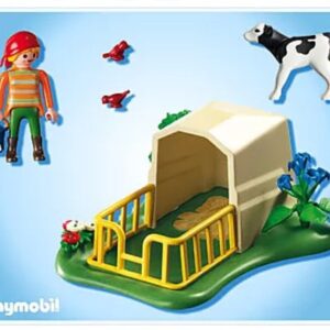 Playmobil Abri avec veau et fermière 5124