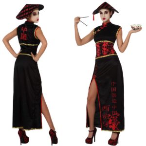 Déguisement costume Chinoise noir et rouge