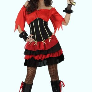 Déguisement costume Pirate jupe volants rouge et noir XL