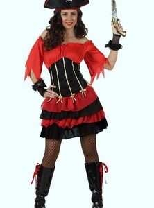 Déguisement costume Pirate jupe volants rouge et noir XL