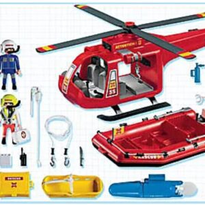 Playmobil Sauveteurs hélicoptère bateau pneumatique 4428 (boîte abîmée)