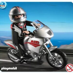 Playmobil Pilote moto argentée 5117
