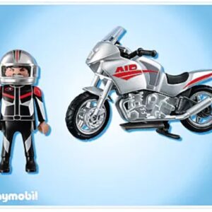 Playmobil Pilote moto argentée 5117