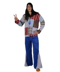 Déguisement costume Hippie homme bleu M/L