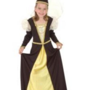 Déguisement costume Princesse médiévale noir et or 7-9 ans