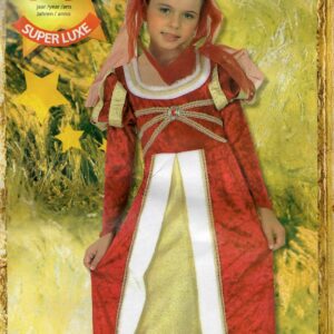 Déguisement costume Princesse médiévale rouge et or 7-9 ans