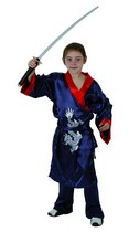 Déguisement costume Samouraï bleu 3-4 ans