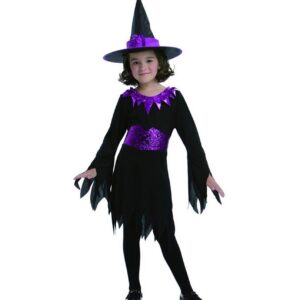 Déguisement costume Sorcière noir violet 7- 9 ans Halloween