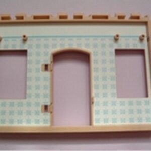 Mur deux fenêtres et porte tapisserie bleue Playmobil
