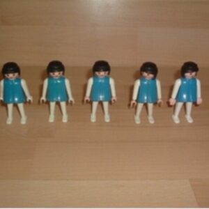 Lot 5 femmes robe bleu foncé bras blancs Playmobil