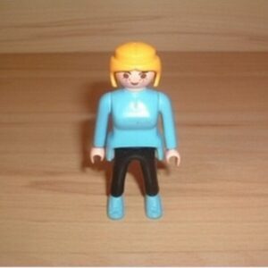 Femme polo bleu pantalon noir Playmobil