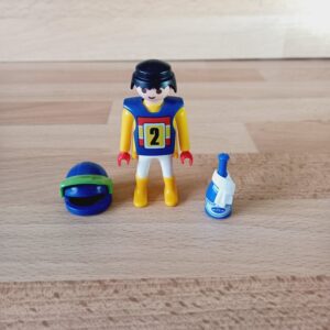 Pilote moto cross et champagne Playmobil